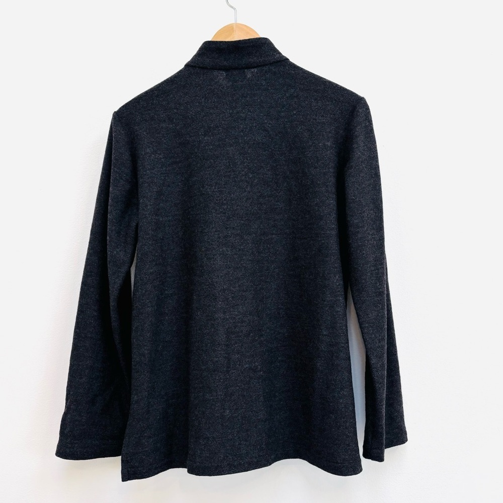 Eileen Fisher Mandarin Collar Wool Shirt Shacket Minimalist Charcoal Gray PM - Picture 7 of 11